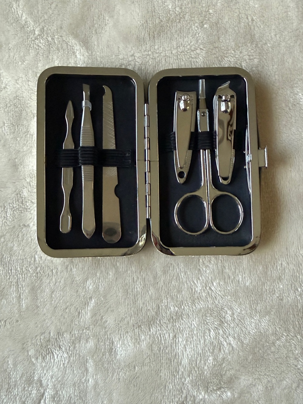 Six piece manicure set Opal shimmer travel case New